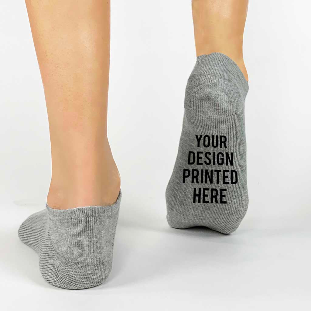 The perfect way to ask someone to prom with these custom printed no show socks with if you are reading this please say yes to prom on the bottom soles of the socks.