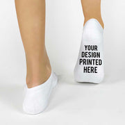 Since you are reading this please say yes to prom custom printed on the bottom soles of white or heather gray cotton no show socks.