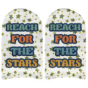 Reach for the stars full print design on no show socks with gripper or classic sole.