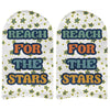 Reach for the stars full print design on no show socks with gripper or classic sole.