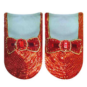 Cool original design by socksprints, custom printed ruby red slipper socks printed on white cotton no show socks.