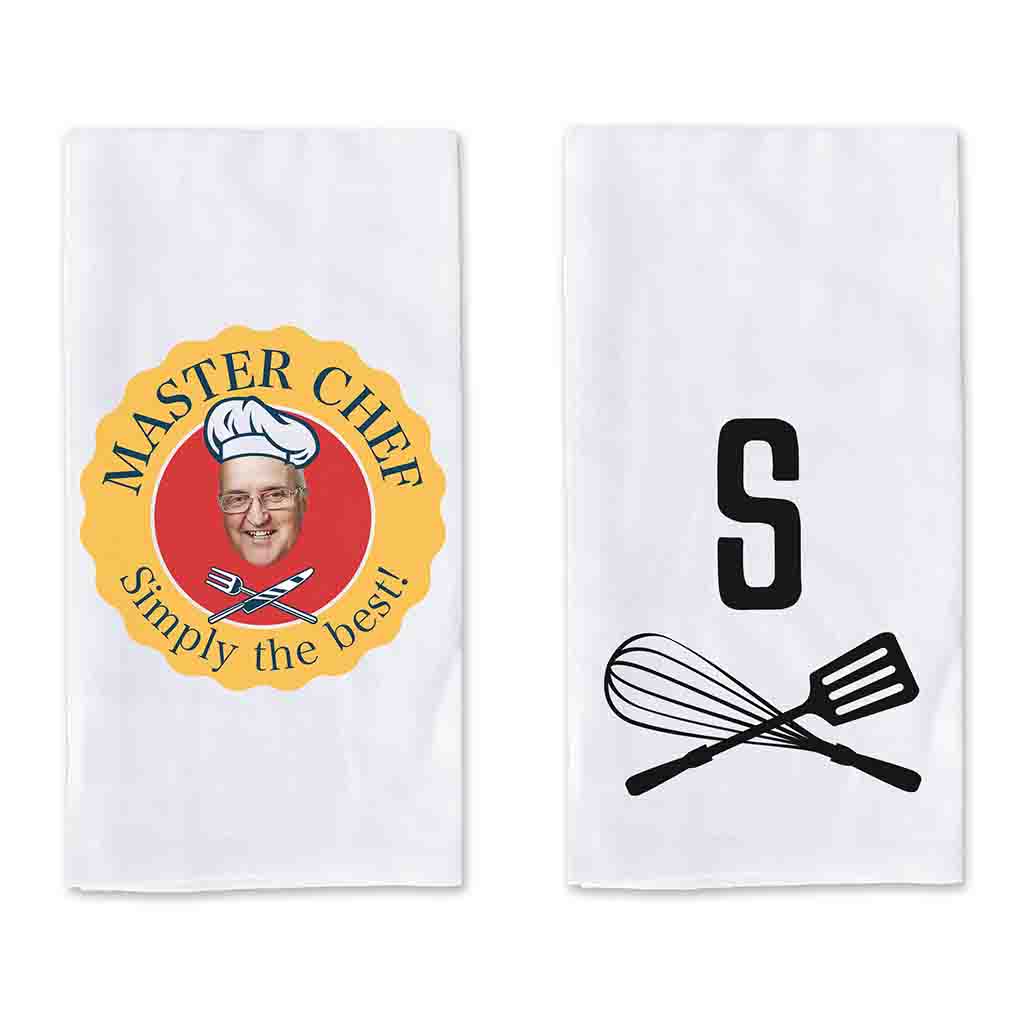 Custom Photo Dish Towel Personalized Gift Set for a Chef