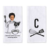 My own cooking show two piece dish towel set personalized with your initial and photo.