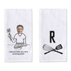 My own cooking show two piece dish kitchen towel set custom printed and personalized with your photo and initlal.