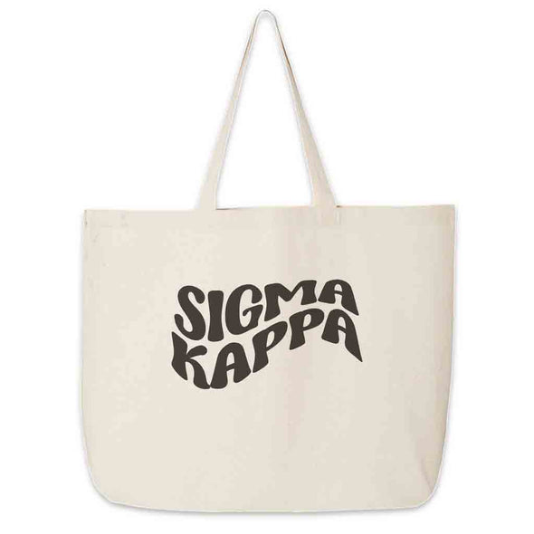 Sigma Kappa digitally printed simple mod design on roomy canvas sorority tote bag.