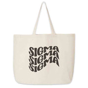 Sigma Sigma Sigma digitally printed simple mod design on roomy canvas sorority tote bag.