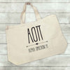 Alpha Omicron Pi sorority name and letters custom printed on canvas tote bag