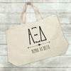 Alpha Xi Delta sorority name and letters custom printed on canvas tote bag