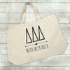 Delta Delta Delta sorority letters and name custom printed on canvas tote bag