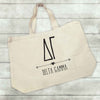 Delta Gamma sorority name and letters custom printed on canvas tote bag