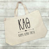 Kappa Alpha Theta sorority name and letters custom printed on canvas tote bag