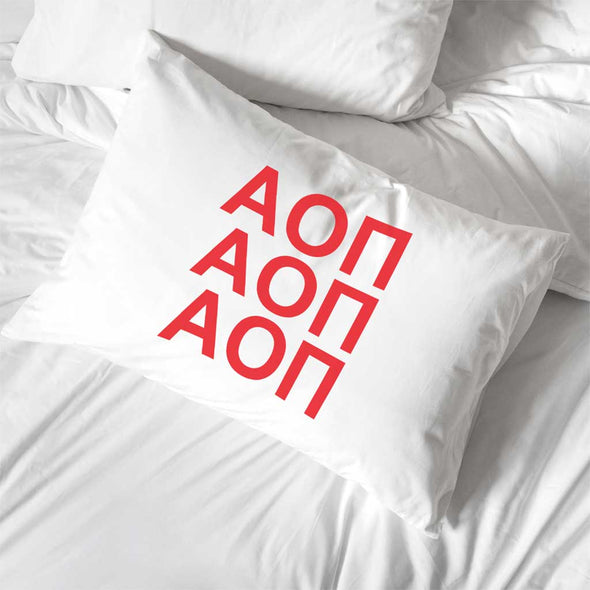 Alpha Omicron Pi sorority letters custom printed on pillowcase