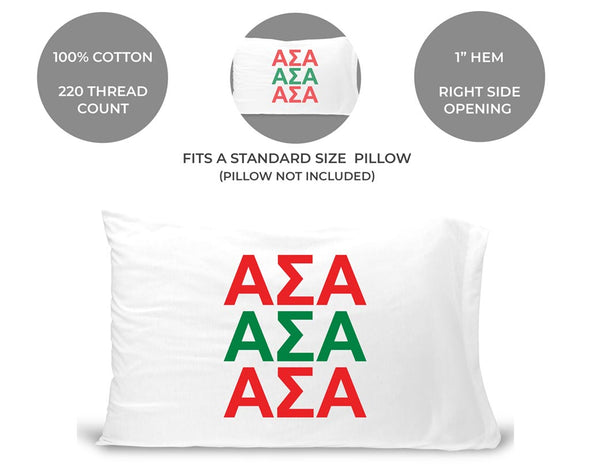 Alpha Sigma Alpha sorority letters custom printed on pillowcase