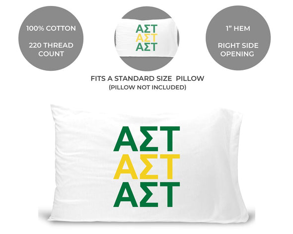 Alpha Sigma Tau sorority letters custom printed on pillowcase