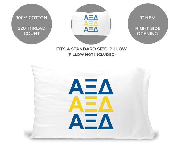 Alpha Xi Delta sorority letters custom printed on pillowcase