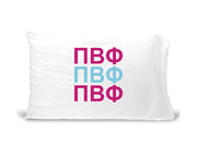 PBP sorority letters digitally printed in sorority colors on standard white cotton pillowcase.