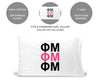 Phi Mu sorority letters custom printed on pillowcase