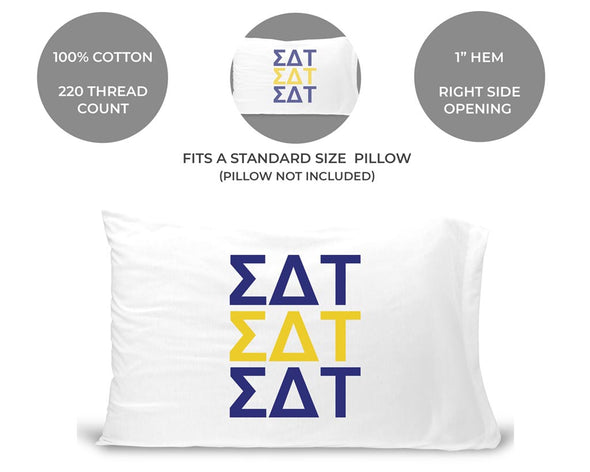 Sigma Delta Tau sorority letters custom printed on pillowcase