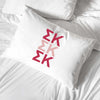 Sigma Kappa sorority letters custom printed on pillowcase