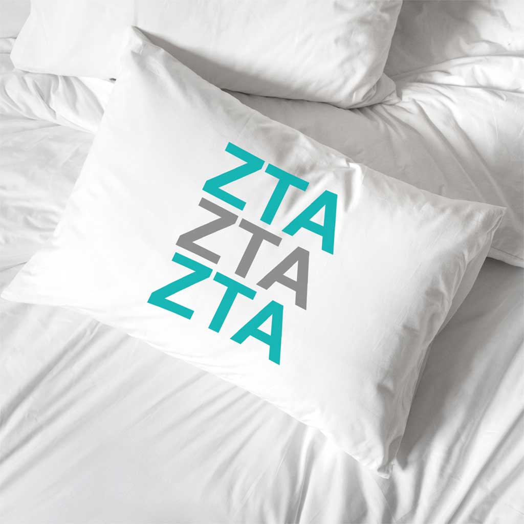 Zeta Tau Alpha sorority letters custom printed on pillowcase