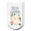 Delta Gamma sorority socks with the sororities floral design printed on the socks