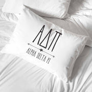 Alpha Delta Pi sorority name and letters custom printed on cotton pillowcase