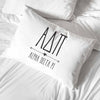 Alpha Delta Pi sorority name and letters custom printed on cotton pillowcase