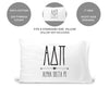 Alpha Delta Pi sorority letters and name custom printed on cotton pillowcase