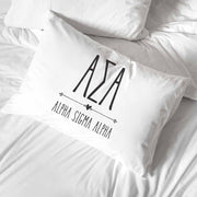 Alpha Sigma Alpha sorority name and greek letters custom printed on pillowcase