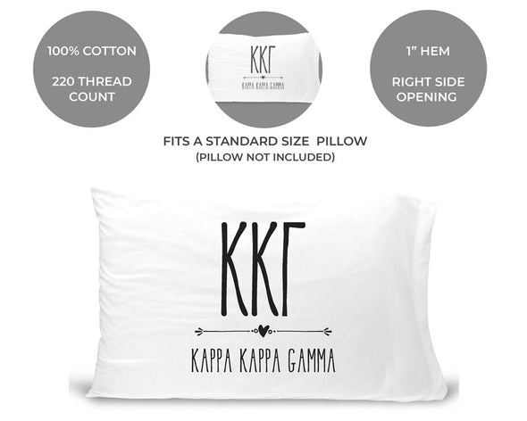 Cute Kappa Kappa Gamma boho design sorority letters custom printed on pillowcase