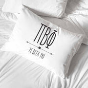 Pi Beta Phi sorority name and letters custom printed on white cotton pillowcase