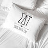 Sigma Delta Tau sorority name and letters custom printed on cotton pillowcase