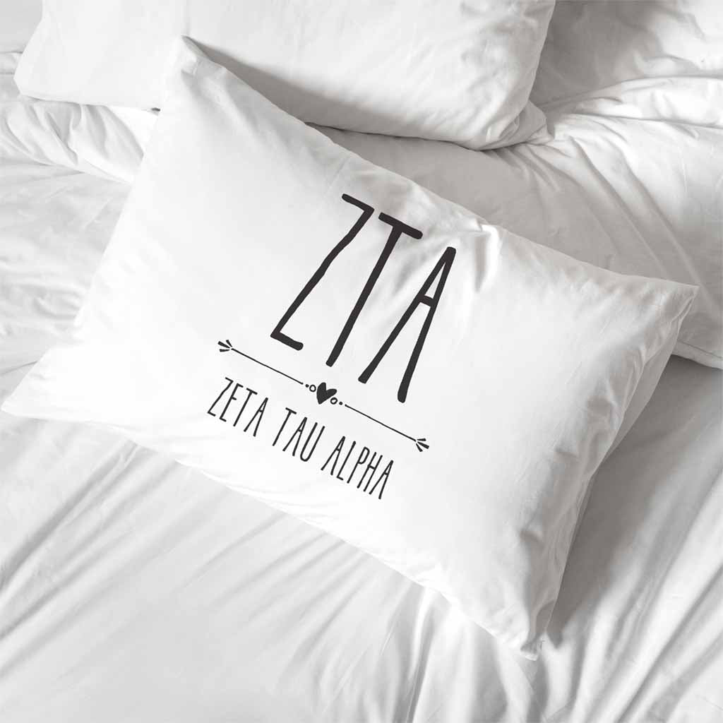 ZTA sorority letters and name custom printed on cotton pillowcase