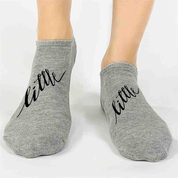 Big Little Sorority Script Writing No Show Socks - 5 Color Options