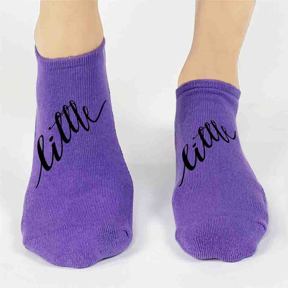 Big Little Sorority Script Writing No Show Socks - 5 Color Options