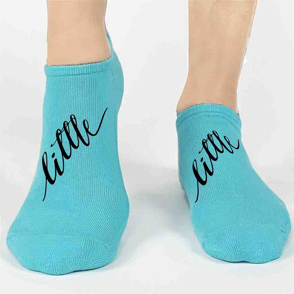 Big Little Sorority Script Writing No Show Socks - 5 Color Options