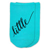 Big Little sorority custom printed on cotton turquoise no show socks