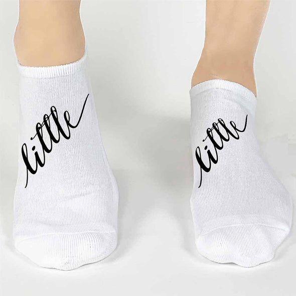Big Little Sorority Script Writing No Show Socks - 5 Color Options