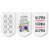 Alpha Sigma Alpha sorority no show socks with Greek letters and sorority floral design sold as a 3 pair gift set