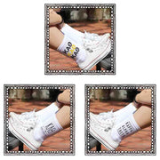 Kappa Alpha Theta white crew socks with sorority name and Greek letters sold as a 3 pair sock bundle
