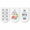 Pi Beta Phi sorority no show socks with sorority name, Greek letters and sorority floral design sold as a 3 pair gift set