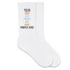 Extended size big and tall cotton crew socks for men that can be custom printed 