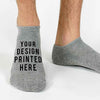 heather gray custom printed no show socks for men