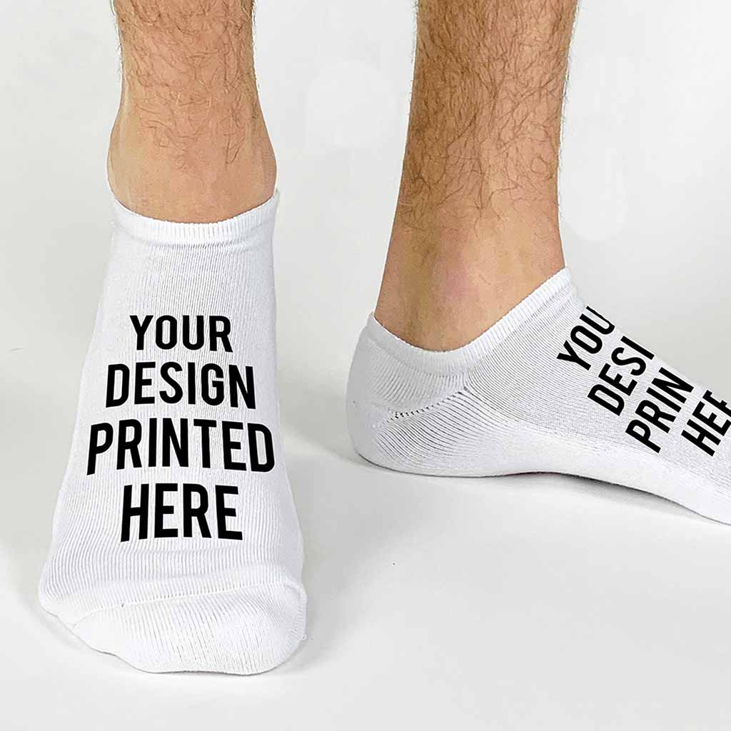 personalized no show socks for men with your design printed on the top of the socks