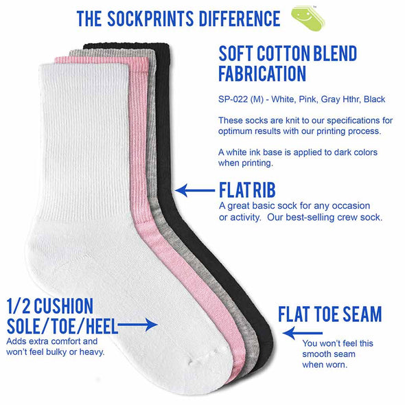Design your own custom printed crew socks.