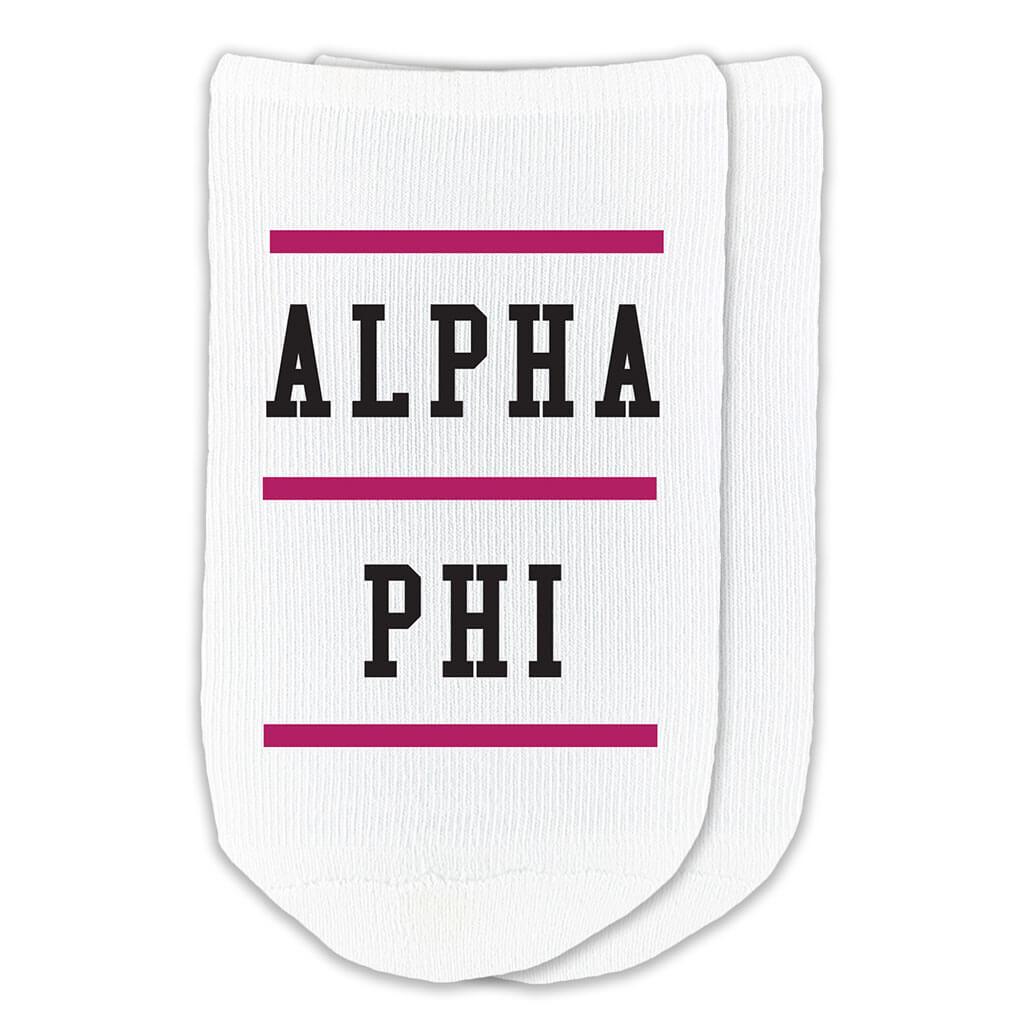 Cute A Phi cotton footie socks are soft and comfy and great for sorority big little gifts