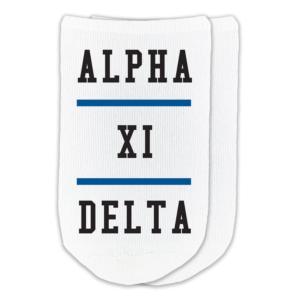 Alpha Xi Delta sorority 3 pairs of socks gift set for bid day and chapter orders