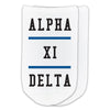 Alpha Xi Delta sorority 3 pairs of socks gift set for bid day and chapter orders