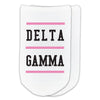 Delta Gamma sorority no show socks are perfect for a sorority bid day gift set