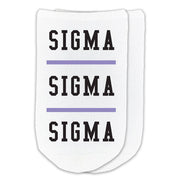 Sigma Sigma Sigma design printed on a white cotton no show socks perfect gifts for little sorority